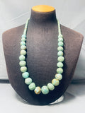 191 Grams Very Rare Bulbous Green Turquoise Sterling Silver Necklace-Nativo Arts