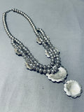 Flower Turquoise Concho Native American Navajo Sterling Silver Necklace-Nativo Arts