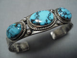 Important Vintage Native American Navajo Lone Mountain Turquoise Sterling Silver Bracelet Old-Nativo Arts