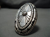 Remarkable Native American L Kay Sterling Silver Concho Ring Old-Nativo Arts