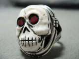 Native American Important Completely Hand Carved Skeleton Sterling Silver Ring-Nativo Arts