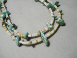 Rare Early Hand Drilled Heishi Vintage Native American Navajo Turquoise Sterling Silver Necklace-Nativo Arts