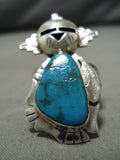 Detailed!! Native American Navajo Blue Diamond Turquoise Sterling Silver Kachina Ring-Nativo Arts