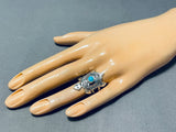 Fascinating Vintage Native American Navajo Sleeping Beauty Sterling Silver Turtle Ring-Nativo Arts