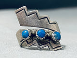Rare Adjustable Shank Vintage Native American Navajo Lapis Sterling Silver Ring-Nativo Arts