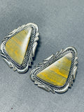 Authentic Important Vintage Native American Navajo Ben Begaye (d) Honeybee Jasper Earrings-Nativo Arts