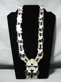 Rare Larger Vintage Native American Zuni Turquoise Owl Sterling Silver Squash Blossom Necklace-Nativo Arts
