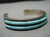Native American Striking Zuni Inlaid Royston Turquoise Sterling Silver Bracelet-Nativo Arts