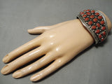 One Of The Best Vintage Native American Navajo Domed Coral Sterling Silver Bracelet-Nativo Arts