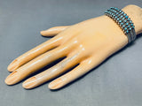 Very Old Vintage Native American Zuni Turquoise Eye Sterling Silver Bracelet-Nativo Arts