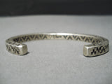 Thick And Heavy!! Native American Navajo Sterling Silver Pueblo Geomtric Bracelet-Nativo Arts