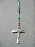 Stunning Navajo Tubule Turquoise Sterling Silver Native American Rosary-Nativo Arts