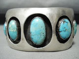 Huge Vintage Native American Navajo Turquoise Shadow Sterling Silver Bracelet Cuff Old-Nativo Arts