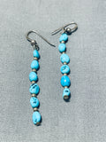 Wonderful Vintage Native American Navajo Kingman Turquoise Sterling Silver Earrings-Nativo Arts
