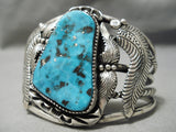 Superior Vintage Native American Navajo Turquoise Leaf Sterling Silver Bracelet-Nativo Arts
