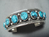 Striking Vintage Native American Navajo Old Kingman Turquoise Sterling Silver Bracelet-Nativo Arts