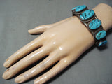 Superior Vintage Native American Navajo Sleeping Beauty Turquoise Sterling Silver Bracelet Old-Nativo Arts