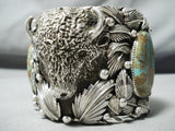 Heavy 200 Gram Buffalo Roystn Turquoise Sterling Silver Native American Bracelet-Nativo Arts