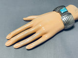 Jimmy Jazzie Vintage Native American Navajo Turquoise Sterling Silver Flank Bracelet-Nativo Arts