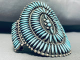 One Of The Best Vintage Native American Zuni Turquoise Needle Sterling Silver Bracelet Cuff Old-Nativo Arts