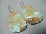 Huge Slab Turquoise #8 Sterling Silver Native American Earrings-Nativo Arts