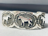 Outstanding Native American Navajo Signed Sterling Silver Horses Bracelet-Nativo Arts