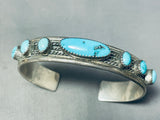 Breathtaking Vintage Native American Navajo Turquoise Row Sterling Silver Bracelet Cuff-Nativo Arts