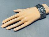 Important Stamp Genius Vintage Native American Navajo Sterling Silver Bracelet-Nativo Arts
