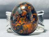One Of The Best Native American Navajo Amber Sterling Silver Bracelet Cuff-Nativo Arts
