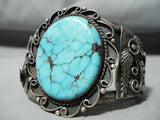 Vivid Museum Vintage Native American Navajo Morenci Turquoise Sterling Silver Bracelet-Nativo Arts