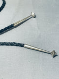 One Of The Best Ever Vintage Native American Navajo #8 Turquoise Sterling Silver Bolo Tie-Nativo Arts