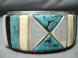 One Of The Best Vintage Native American Navajo Blue Diamond Turquoise Sterling Silver Bracelet-Nativo Arts