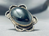 Fabulous Vintage Native American Navajo Hematite Sterling Silver Ring-Nativo Arts