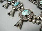 Women's Vintage Native American Navajo Morenci Turquoise Sterling Silver Squash Blossom Necklace-Nativo Arts