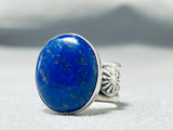 Important Vintage Native American Navajo Lapis Sterling Silver Thick Ring-Nativo Arts