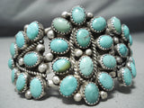 Huge Vintage Native American Navajo Domed Turquoise Sterling Silver Cluster Bracelet-Nativo Arts