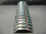 Towering Zuni Native American Turquoise Sterling Silver Ring-Nativo Arts