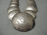 Native American Hand Wrought Vintage Navajo Sterling Silver Bead Necklace Old-Nativo Arts