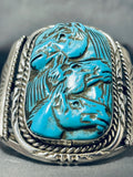 Native American Most Intricate Horse Turquoise Sterling Silver Bracelet Cuff-Nativo Arts