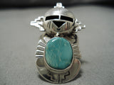 Important Kachina Master Native American Navajo Turquoise Sterling Silver Ring-Nativo Arts