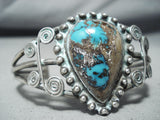 One Of The Best Vintage Native American Navajo Bisbee Turquoise Sterling Silver Bracelet-Nativo Arts