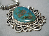 Stunning Vintage Navajo Turquoise Kwy Sterling Silver Native American Necklace-Nativo Arts