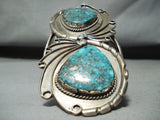 Best Museum 2 Stone Vintage Native American Navajo Morenci Turquoise Sterling Silver Bracelet-Nativo Arts