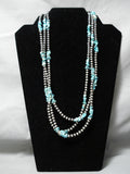 Fabulous Wrap Around Native American Navajo Turquoise Sterling Silver Ball Necklace-Nativo Arts