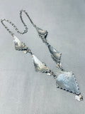 Eye Catching Vintage Native American Navajo Turquoise Sterling Silver Dangle Necklace-Nativo Arts