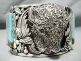Heavy Buffalo 200 Grm Native American Buffalo Turquoise Sterling Silver Bracelet-Nativo Arts
