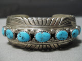 Detailed!! Vintage Native American Navajo Concho Sterling Silver Turquoise Bracelet-Nativo Arts