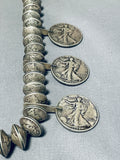 372 Grams Vintage Native American Navajo Coin Silver Squash Blossom Necklace-Nativo Arts