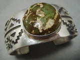 Marvelous Vintage Native American Navajo Green Turquoise Sterling Silver Bracelet Old-Nativo Arts