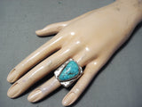 Native American Colossal Vintage Navajo Spiderweb Turquoise Sterling Silver Ring Old-Nativo Arts